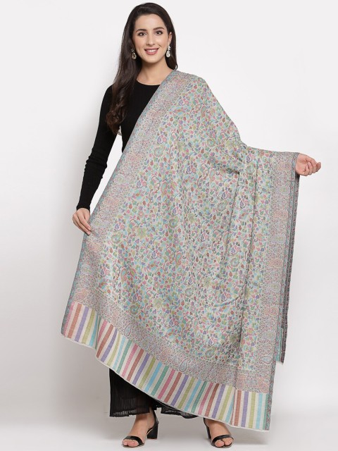 

Pashtush Women Grey & Green Paisley Printed Shawl