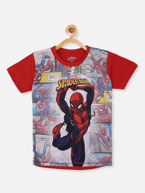 

Kids Ville Boys Red & Blue Spiderman Printed T-shirt
