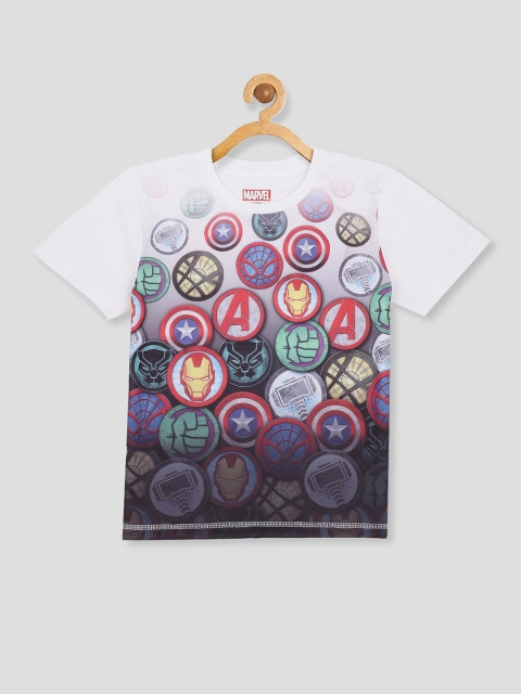 

Kids Ville Boys White & Black Avengers Printed T-shirt