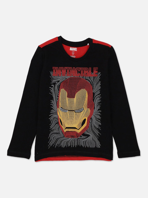 

Kids Ville Iron Man Featured Boys Black Printed T-shirt