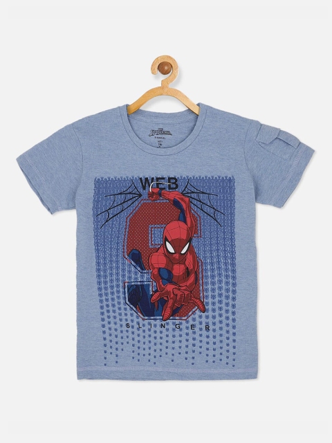 

Kids Ville Boys Blue Spiderman Printed T-shirt