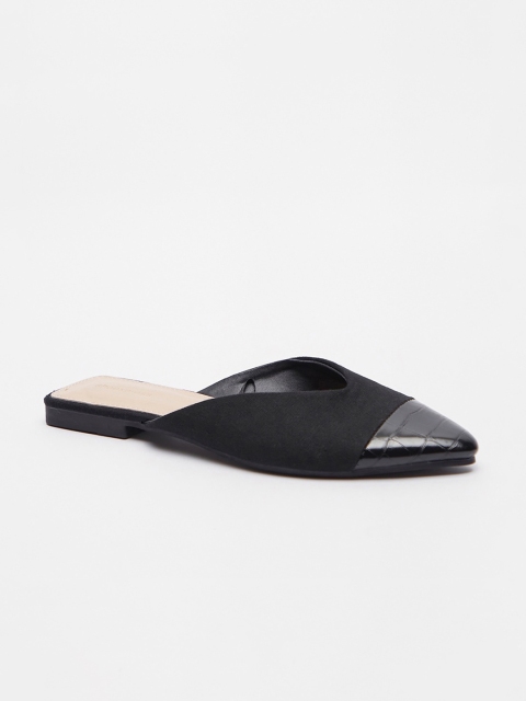 

shoexpress Women Black Textured Mules Flats