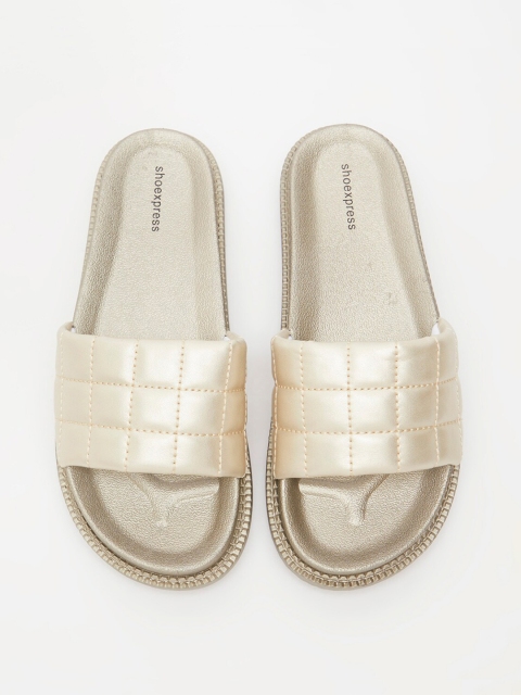 

shoexpress Women Gold-Toned Quilted Sliders