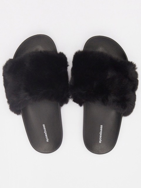 

shoexpress Women Black Fur Sliders