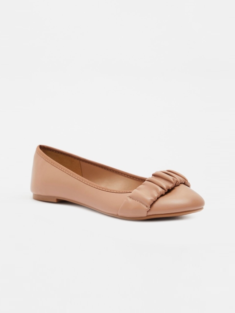

shoexpress Women Beige Ballerinas Flats with Ruched Belt Accent