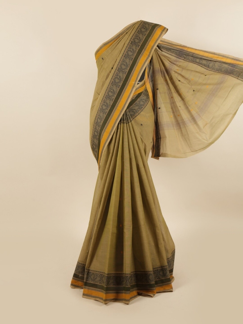 

Pothys Khaki & Green Ethnic Motifs Pure Cotton Saree