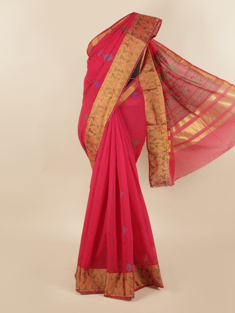 

Pothys Pink & Gold-Toned Ethnic Motifs Silk Cotton Saree