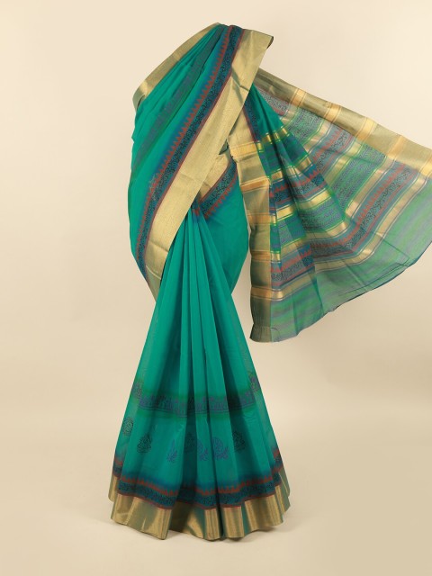 

Pothys Green & Gold Ethnic Motifs Silk Cotton Saree