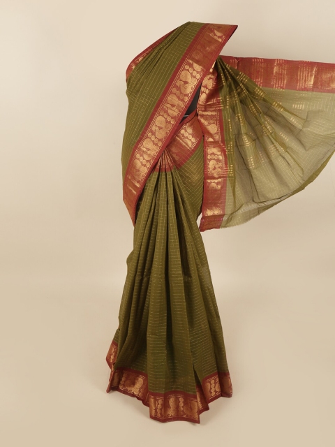 

Pothys Green & Maroon Checked Pure Cotton Saree