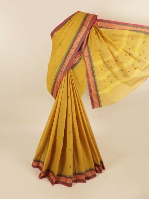 

Pothys Lime Green & Red Woven Design Pure Cotton Saree