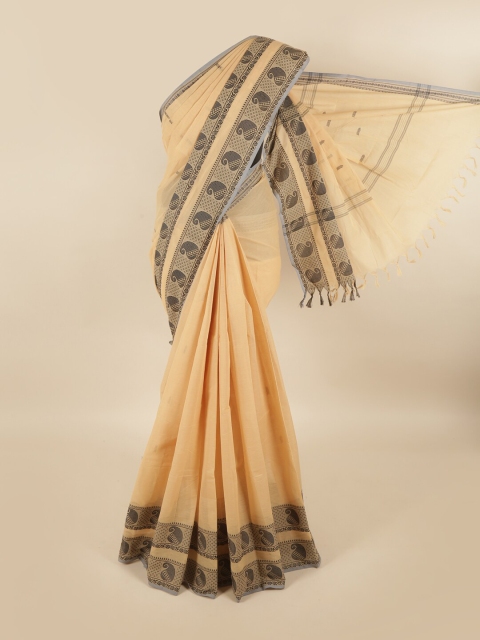 

Pothys Cream-Coloured & Grey Woven Design Pure Cotton Saree