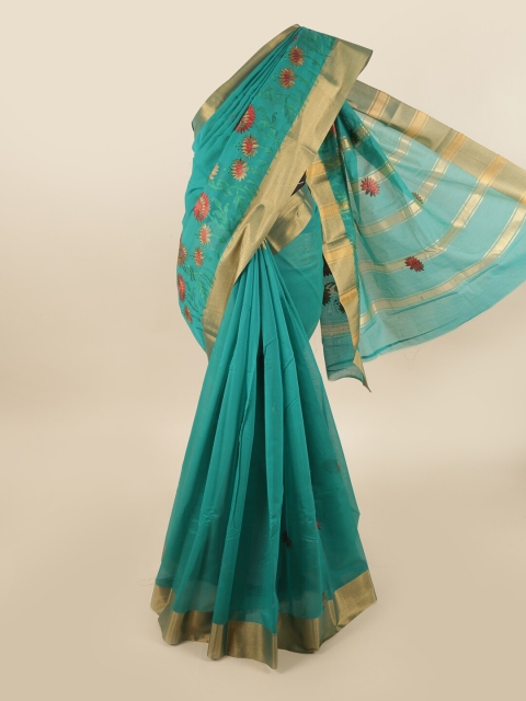 

Pothys Green & Red Floral Silk Cotton Saree