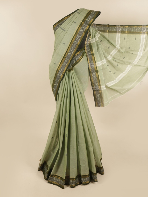 

Pothys Green & Gold-Toned Ethnic Motifs Printed Pure Cotton Saree