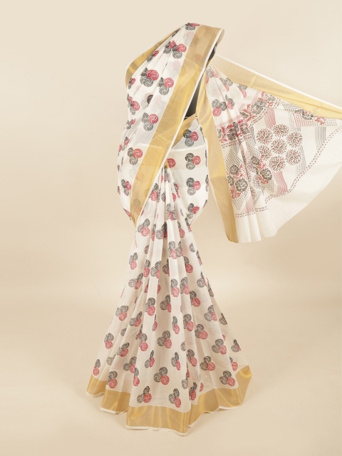 

Pothys White & Red Zari Pure Cotton Saree