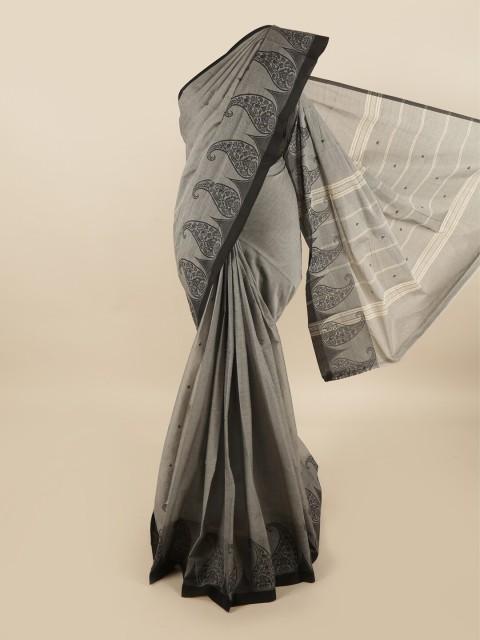 

Pothys Grey & Black Woven Design Pure Cotton Saree