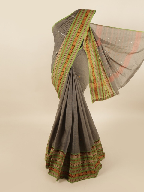 

Pothys Grey & Orange Woven Design Pure Cotton Saree