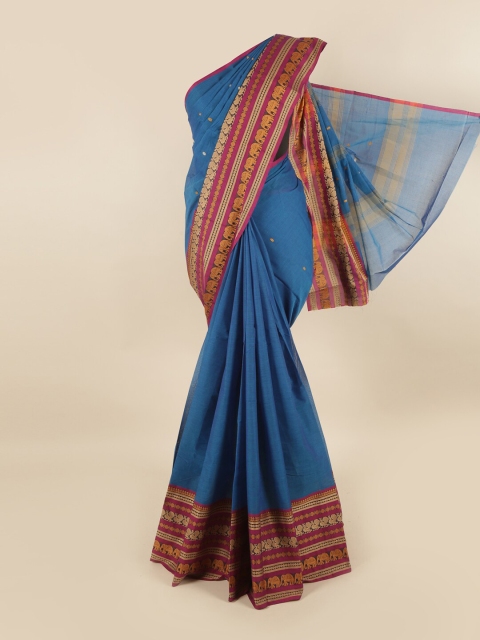 

Pothys Blue & Pink Ethnic Motifs Printed Pure Cotton Saree