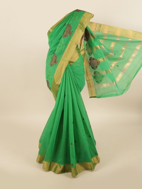 

Pothys Green & Red Floral Silk Cotton Saree