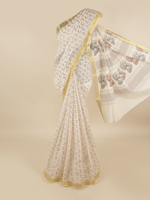 

Pothys White & Red Zari Pure Cotton Saree