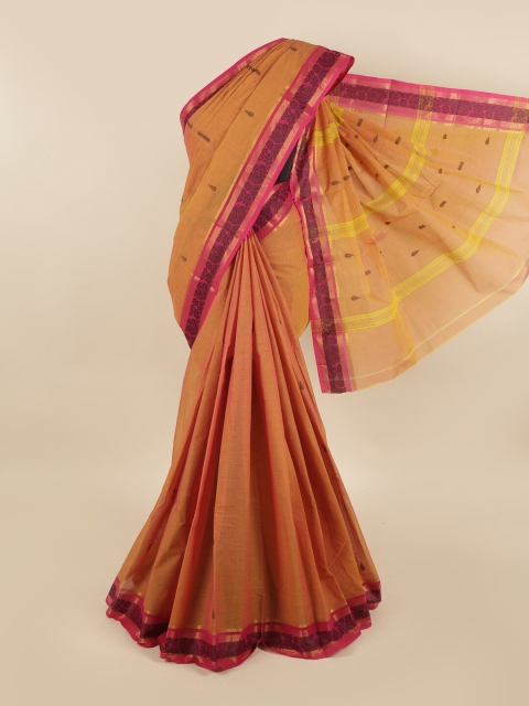 

Pothys Mustard & Pink Woven Design Pure Cotton Saree