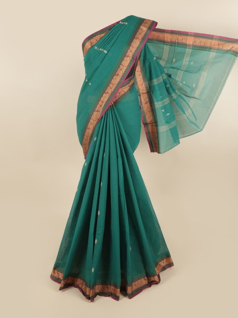 

Pothys Green & Gold-Toned Woven Design Zari Pure Cotton Saree