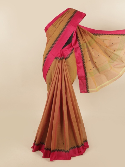 

Pothys Mustard & Pink Woven Design Pure Cotton Saree