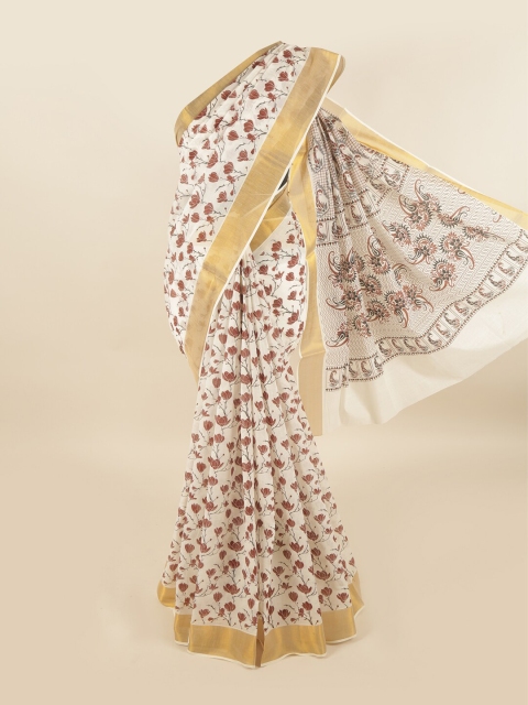 

Pothys White & Red Floral Pure Cotton Saree