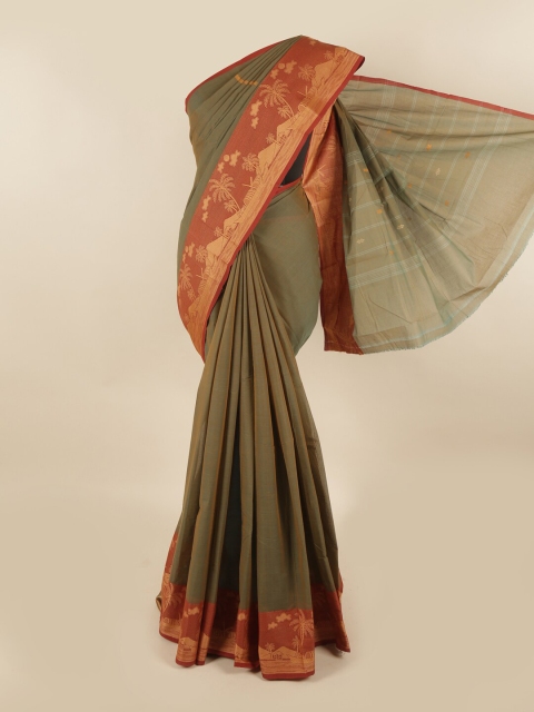 

Pothys Green & Maroon Woven Design Pure Cotton Saree