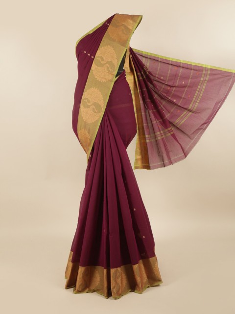 

Pothys Purple & Gold-Toned Woven Design Pure Cotton Saree