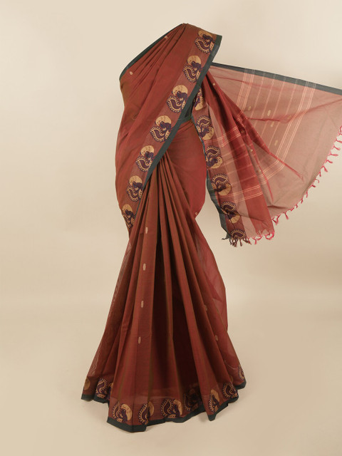 

Pothys Rust & Black Ethnic Motifs Pure Cotton Saree