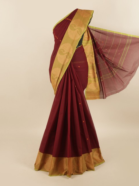 

Pothys Maroon & Gold-Toned Woven Design Pure Cotton Saree
