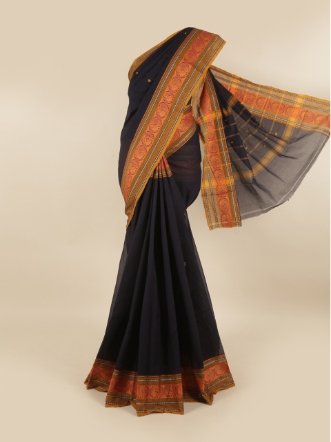 

Pothys Navy Blue & Gold-Toned Ethnic Motifs Zari Pure Cotton Saree