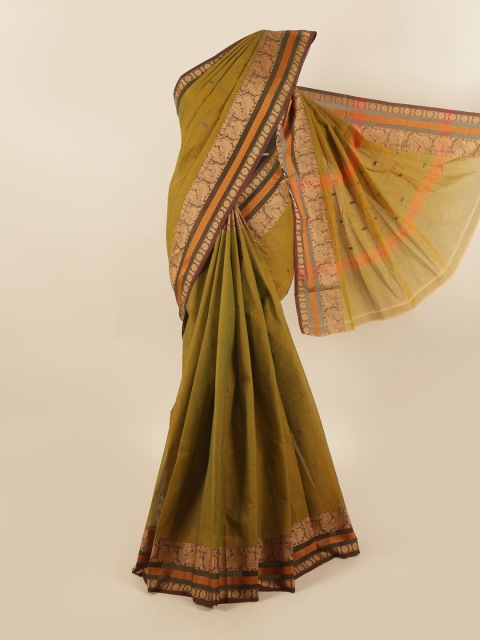 

Pothys Green & Orange Woven Design Pure Cotton Saree