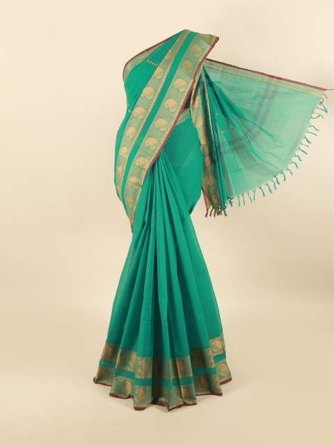 

Pothys Green & Gold-Toned Woven Design Pure Cotton Saree