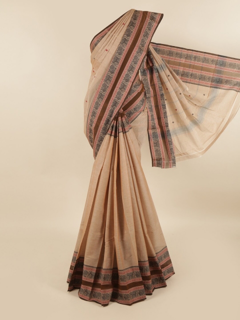

Pothys Cream-Coloured & Black Woven Design Pure Cotton Saree