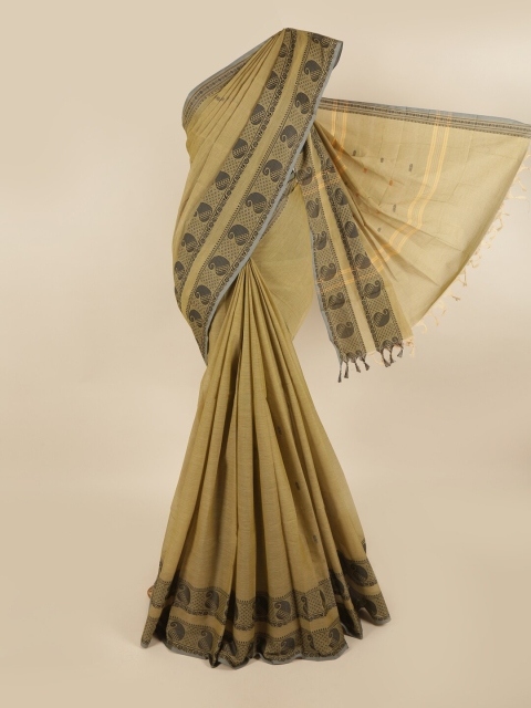 

Pothys Khaki & Beige Floral Pure Cotton Saree