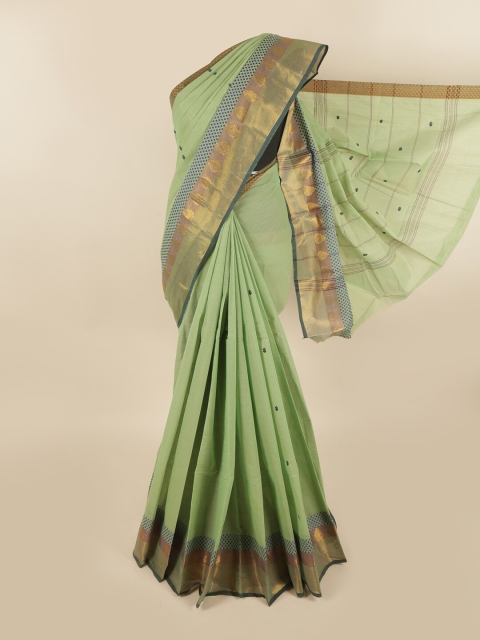 

Pothys Green & Blue Woven Design Pure Cotton Saree