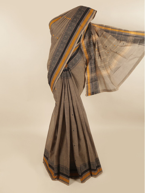 

Pothys Tan & Black Woven Design Pure Cotton Saree