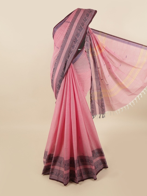 

Pothys Pink & Black Floral Pure Cotton Saree