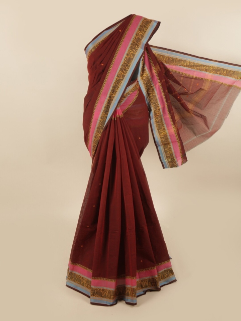 

Pothys Maroon & Black Woven Design Pure Cotton Saree