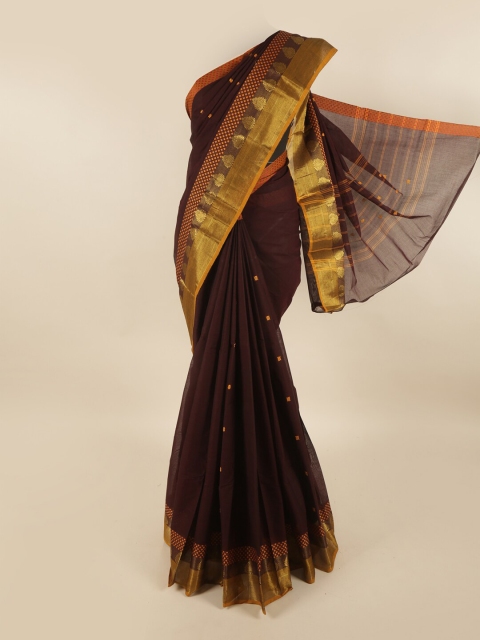 

Pothys Burgundy & Orange Woven Design Pure Cotton Saree