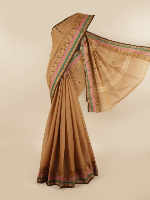 

Pothys Cream-Coloured & Pink Woven Design Pure Cotton Saree
