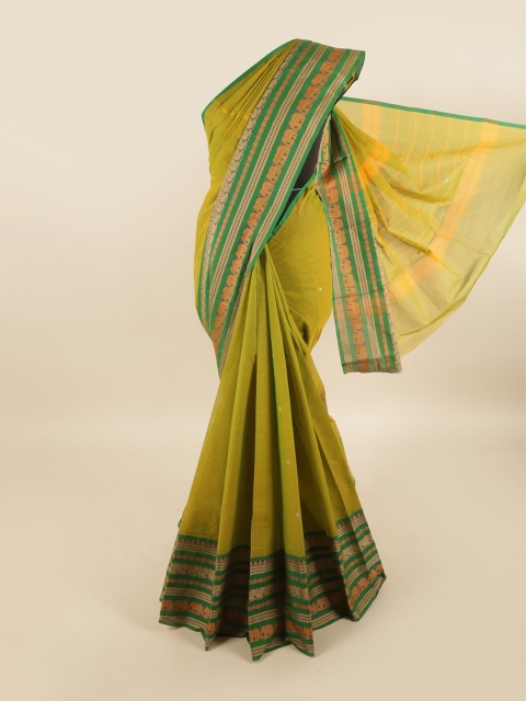 

Pothys Green & Yellow Woven Design Pure Cotton Saree