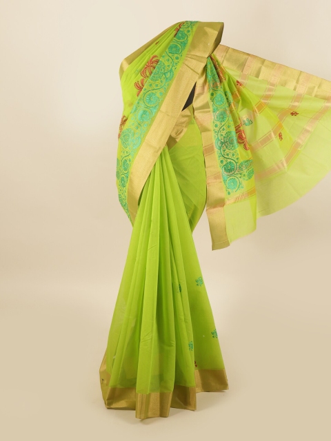 

Pothys Green & Red Ethnic Motifs Silk Cotton Saree