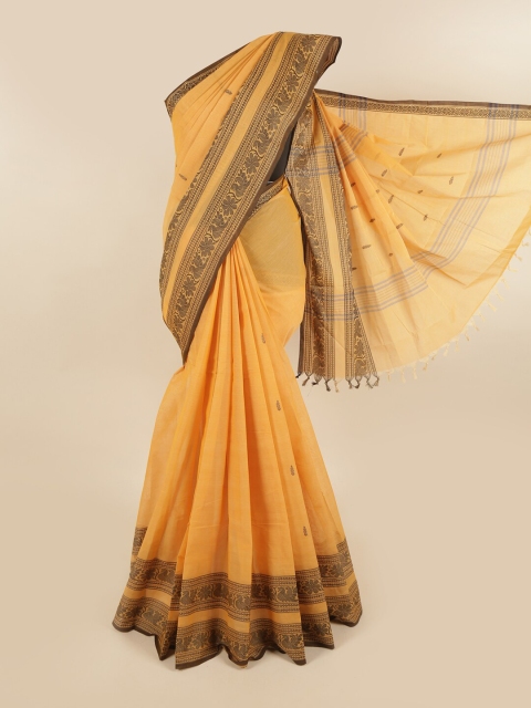 

Pothys Yellow & Black Woven Design Pure Cotton Saree