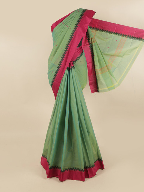 

Pothys Green & Pink Woven Design Pure Cotton Saree