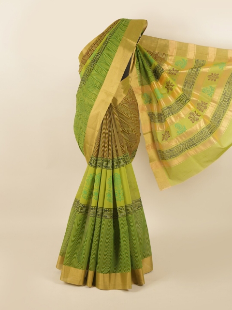 

Pothys Green & Brown Silk Cotton Saree