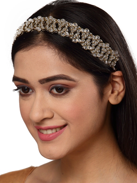 

KARATCART Women Gold-Toned Kundan Studded Hairband