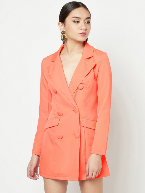 

iki chic Orange Women Double Breasted Mini Blazer Dress