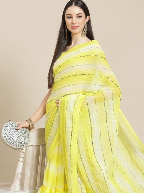 

Anouk Yellow & Yellow Embellished Sequinned Saree